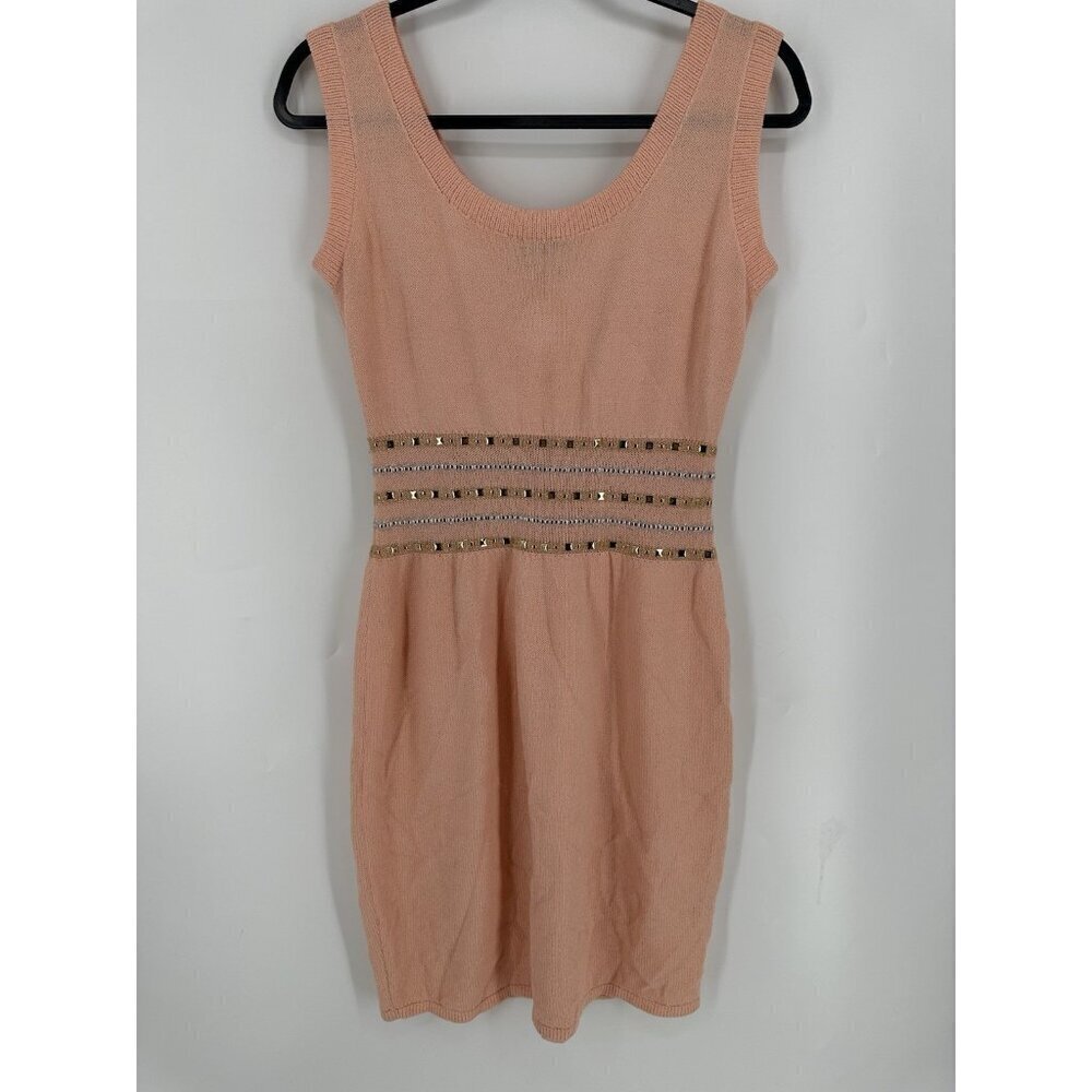 St. John Vintage 80’s Peach Sleeveless Embellished Dress Women’s M? Read
